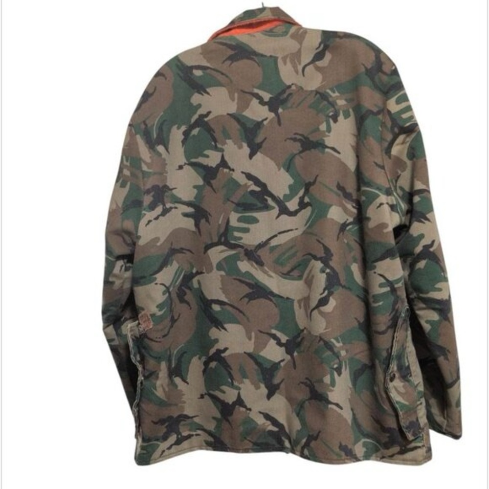 Vintage Camo Jacket Sports Hunting Orange Reversible Field Snap up Cargo Coat - Picture 4 of 7